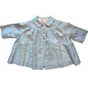 Vintage 1940s Little Girls Blue Over Coat Jacket Dress Size 2 Years 2T
